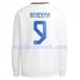 Maillot de Foot Real Madrid Karim Benzema 9 Domicile 2021-22 Manches Longues
